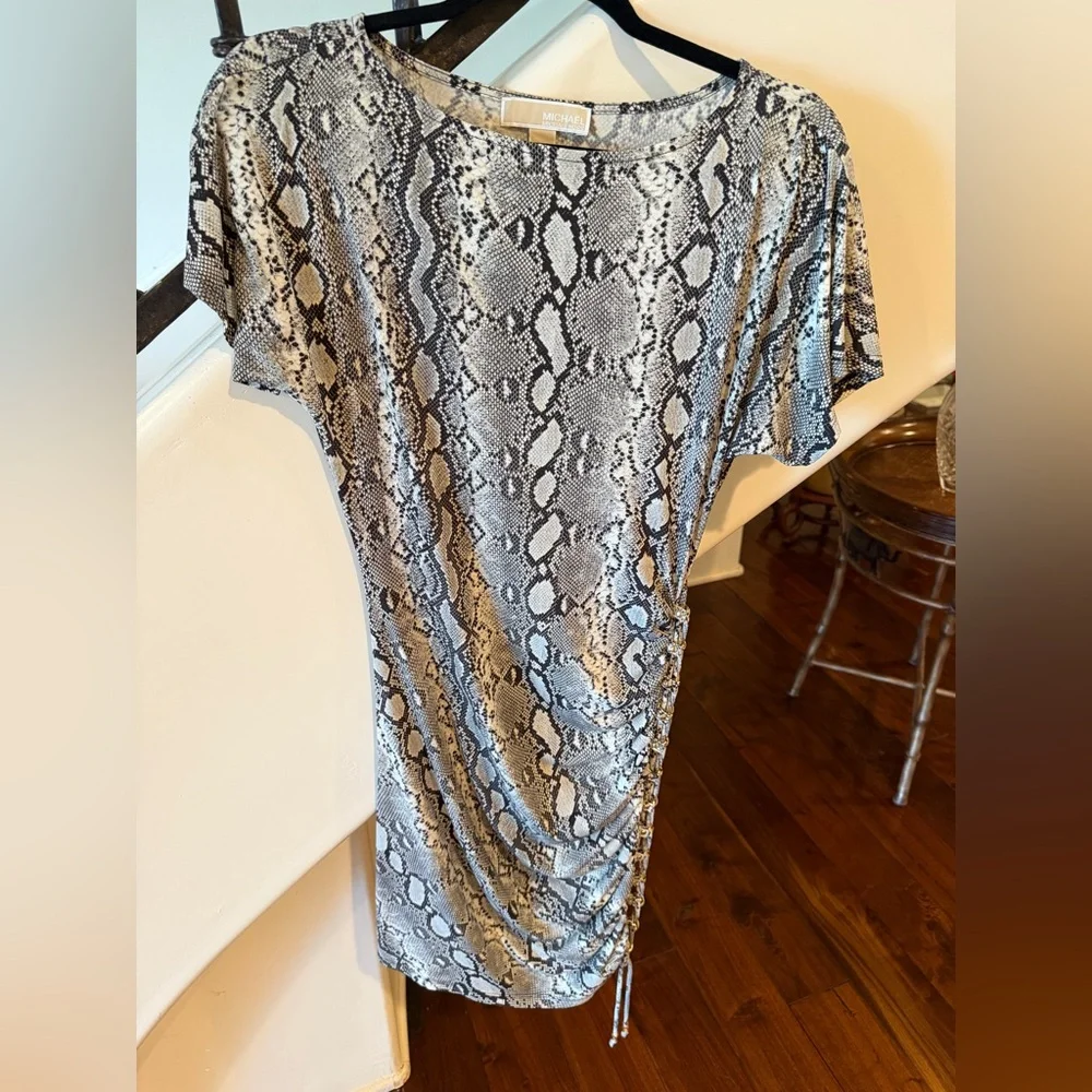 Michael Kors Black and Cream Patterned Dress XS